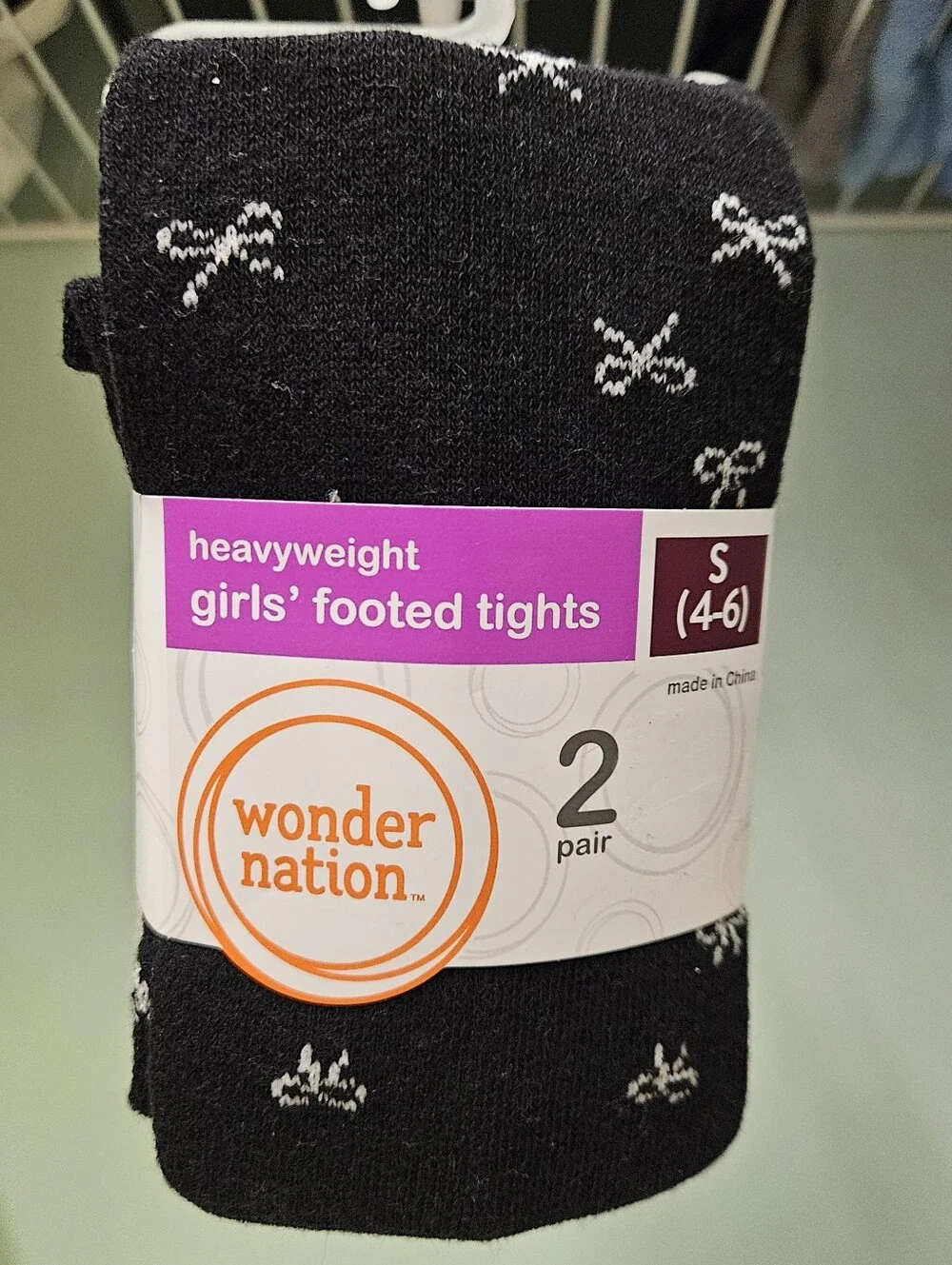 Wonder Nation Girls' 2pk Heavyweight Footed Tights, NWT, Sz S (Multiple Avail)